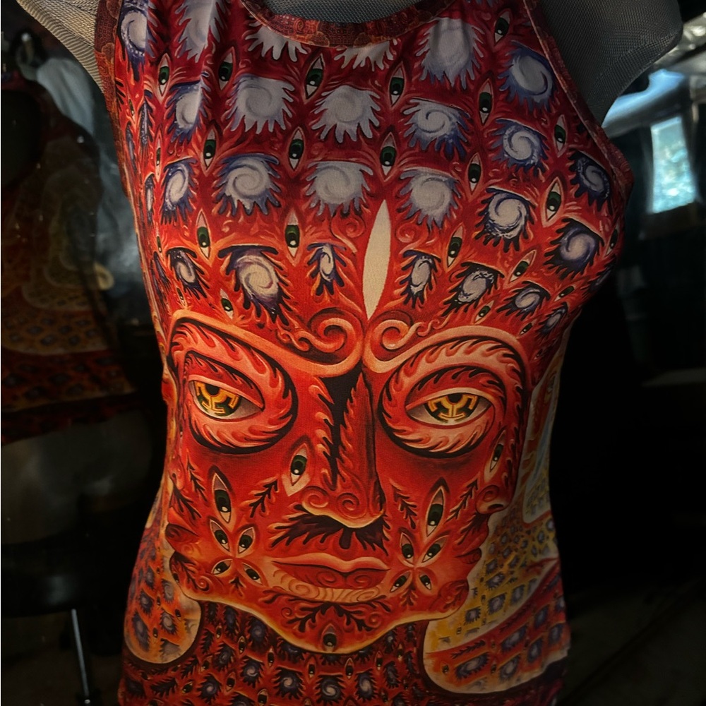 Vibrant Red and Orange Graphic Tank Top